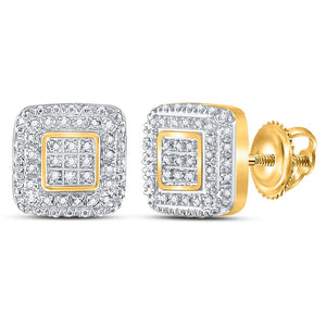 10kt Yellow Gold Square Cluster Diamond Earrings - Timeless Elegance and Sparkle - Splendid Jewellery