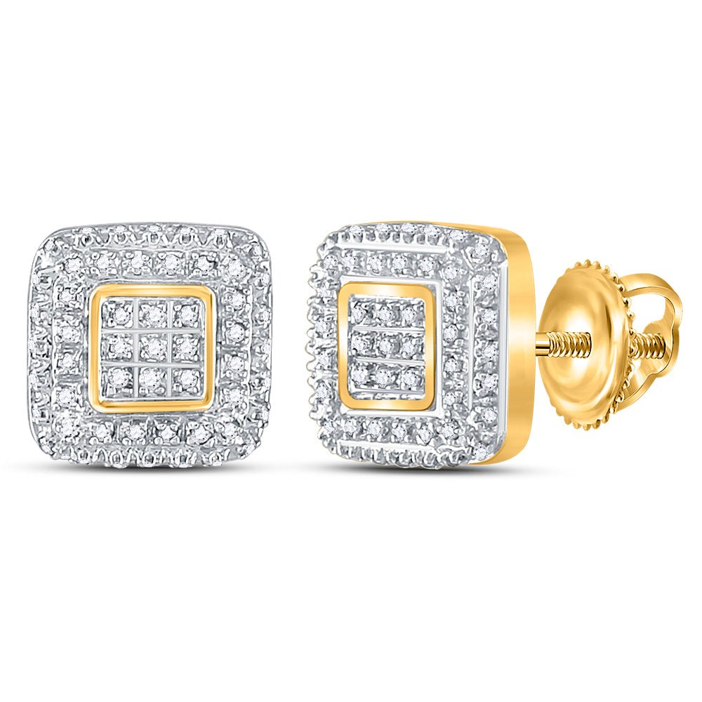 10kt Yellow Gold Square Cluster Diamond Earrings - Timeless Elegance and Sparkle - Splendid Jewellery