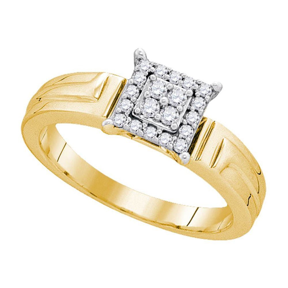 10kt Yellow Gold Square Cluster Diamond Ring - A Dazzling Display of Elegance - Splendid Jewellery