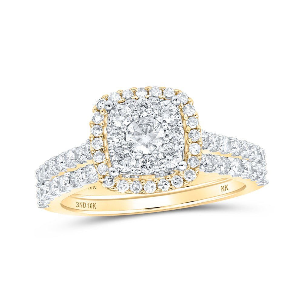 10kt Yellow Gold Square Diamond Bridal Wedding Ring Band Set - Radiant Love Collection - Splendid Jewellery