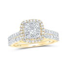 10kt Yellow Gold Square Diamond Bridal Wedding Ring Band Set - Radiant Love Collection - Splendid Jewellery