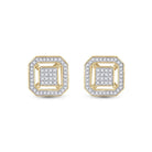 10kt Yellow Gold Square Diamond Cluster Earrings - Radiant Brilliance - Splendid Jewellery