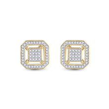 Load image into Gallery viewer, 10kt Yellow Gold Square Diamond Cluster Earrings - Radiant Brilliance - Splendid Jewellery