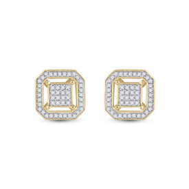 10kt Yellow Gold Square Diamond Cluster Earrings - Radiant Brilliance - Splendid Jewellery