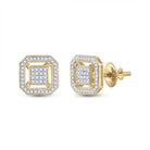 10kt Yellow Gold Square Diamond Cluster Earrings - Radiant Brilliance - Splendid Jewellery