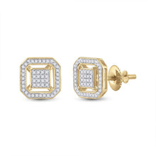 Load image into Gallery viewer, 10kt Yellow Gold Square Diamond Cluster Earrings - Radiant Brilliance - Splendid Jewellery