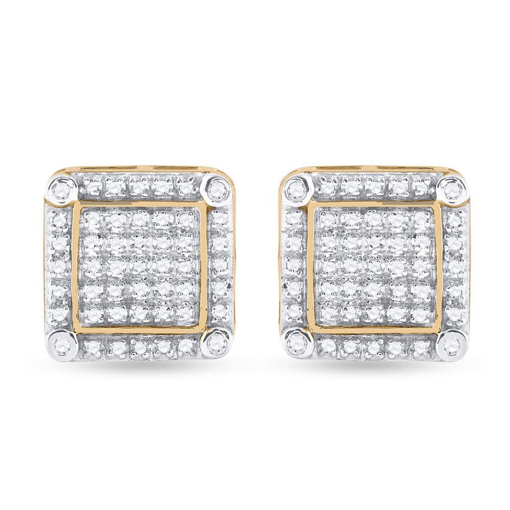 10kt Yellow Gold Square Diamond Earrings - 1/3 Cttw | Dazzling Men's Jewelry - Splendid Jewellery