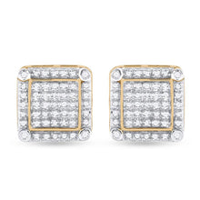 Load image into Gallery viewer, 10kt Yellow Gold Square Diamond Earrings - 1/3 Cttw | Dazzling Men's Jewelry - Splendid Jewellery