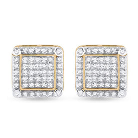 10kt Yellow Gold Square Diamond Earrings - 1/3 Cttw | Dazzling Men's Jewelry - Splendid Jewellery