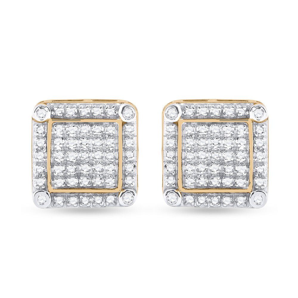 10kt Yellow Gold Square Diamond Earrings - 1/3 Cttw | Dazzling Men's Jewelry - Splendid Jewellery