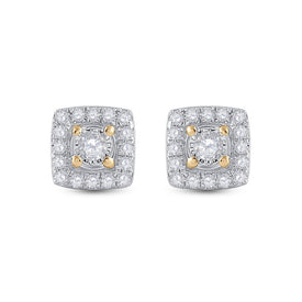 10kt Yellow Gold Square Diamond Earrings - A Captivating Brilliance - Splendid Jewellery