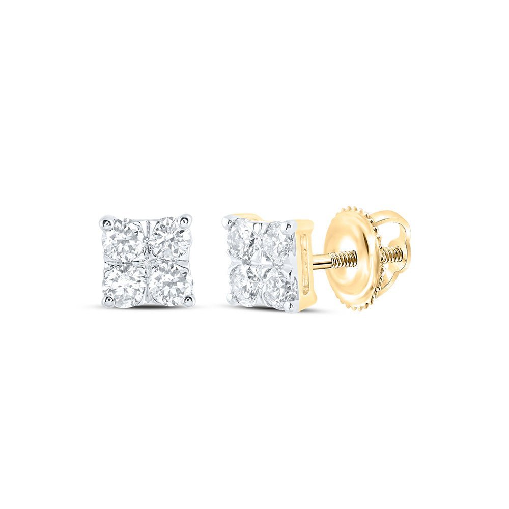 10kt Yellow Gold Square Diamond Earrings: A Captivating Masterpiece in Elegance and Brilliance - Splendid Jewellery