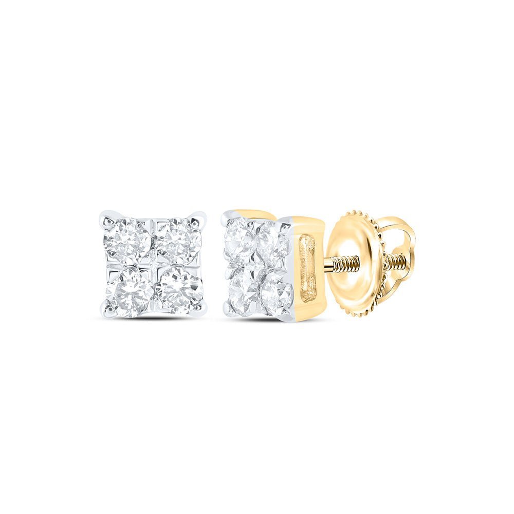 10kt Yellow Gold Square Diamond Earrings: A Captivating Sparkle - Splendid Jewellery