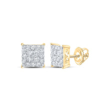 Load image into Gallery viewer, 10kt Yellow Gold Square Diamond Earrings - A Dazzling Masterpiece - Splendid Jewellery