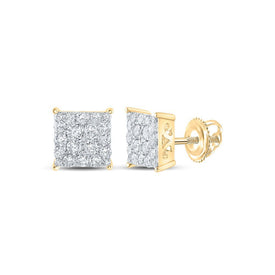 10kt Yellow Gold Square Diamond Earrings - A Dazzling Masterpiece - Splendid Jewellery