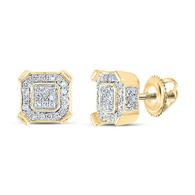 10kt Yellow Gold Square Diamond Earrings - Elegant Men's Jewelry with 1/3 Ct.t.w. Diamonds - Splendid Jewellery