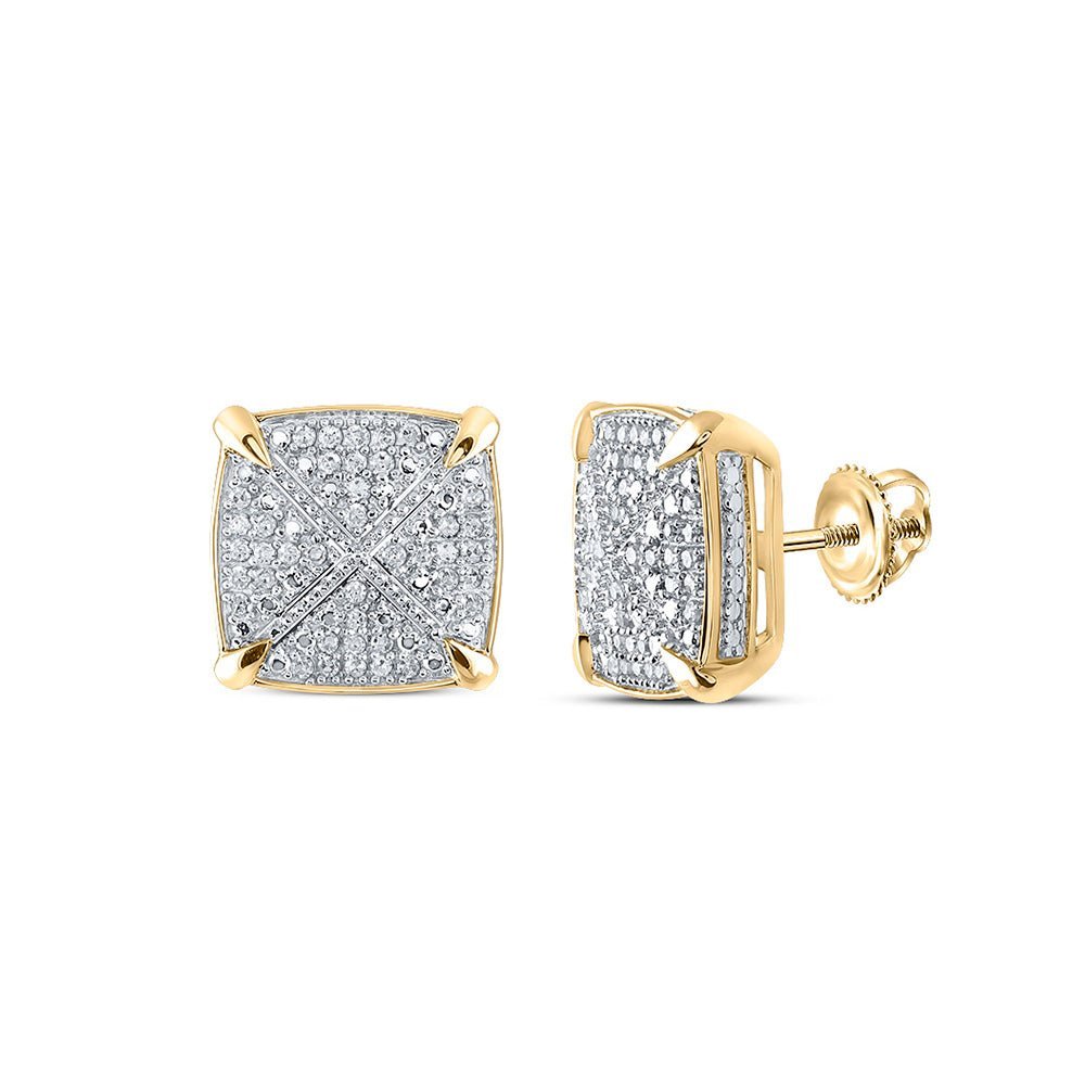 10kt Yellow Gold Square Diamond Earrings for Men - 1/4 Cttw of Sparkling Brilliance - Splendid Jewellery