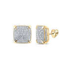 10kt Yellow Gold Square Diamond Earrings for Men - 1/4 Cttw of Sparkling Brilliance - Splendid Jewellery