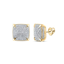 Load image into Gallery viewer, 10kt Yellow Gold Square Diamond Earrings for Men - 1/4 Cttw of Sparkling Brilliance - Splendid Jewellery