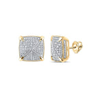 10kt Yellow Gold Square Diamond Earrings for Men - 1/4 Cttw of Sparkling Brilliance - Splendid Jewellery