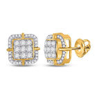 10kt Yellow Gold Square Diamond Earrings for Men - 3/4 Cttw of Brilliance - Splendid Jewellery