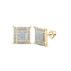 10kt Yellow Gold Square Diamond Earrings for Men - 5/8 Cttw | Splendid Jewellery - Splendid Jewellery