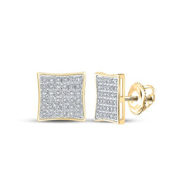 10kt Yellow Gold Square Diamond Earrings for Men - Stunning 1/5 Cttw Sparkling Gems - Splendid Jewellery