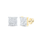 10kt Yellow Gold Square Diamond Earrings - Sparkling Elegance for Every Occasion - Splendid Jewellery