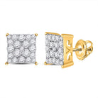 10kt Yellow Gold Square Diamond Earrings - Timeless Elegance and Dazzling Sparkle - Splendid Jewellery