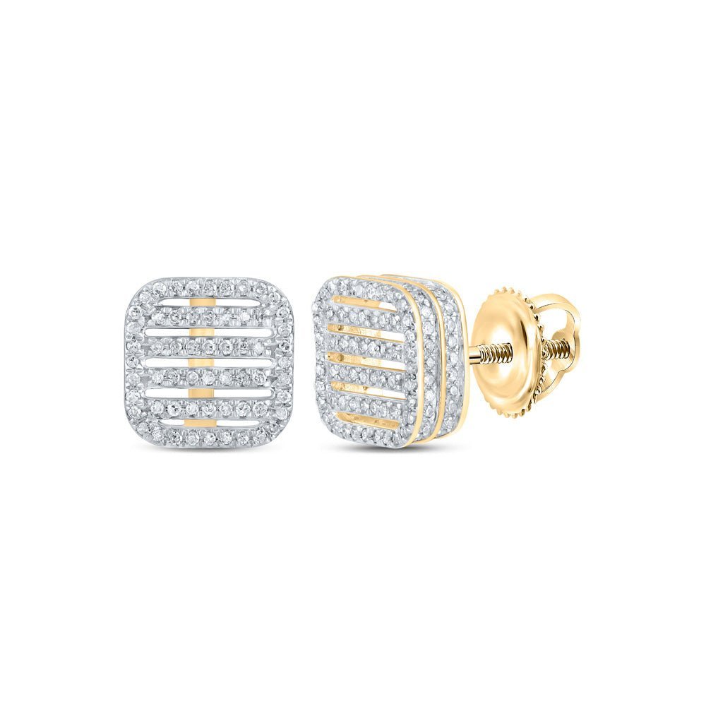 10kt Yellow Gold Square Diamond Earrings - Timeless Elegance and Sparkling Brilliance - Splendid Jewellery