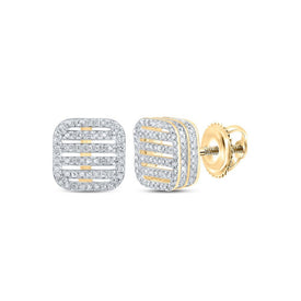 10kt Yellow Gold Square Diamond Earrings - Timeless Elegance and Sparkling Brilliance - Splendid Jewellery