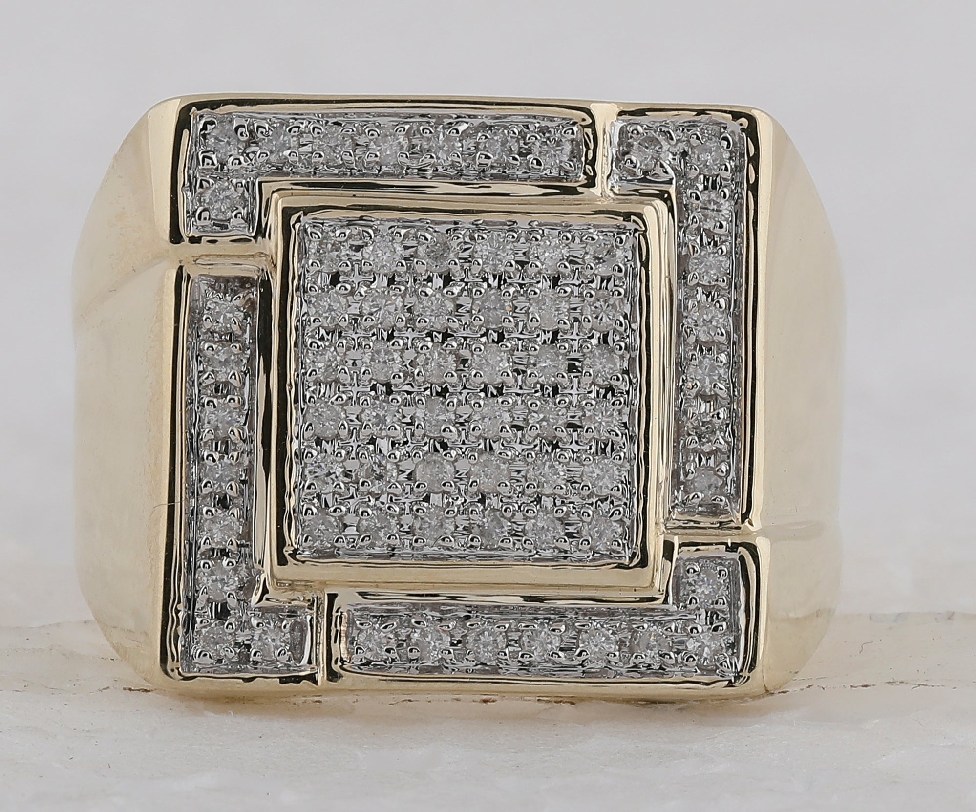 10kt Yellow Gold Square Diamond Men's Ring - 1/2 Cttw - Splendid Jewellery - Splendid Jewellery