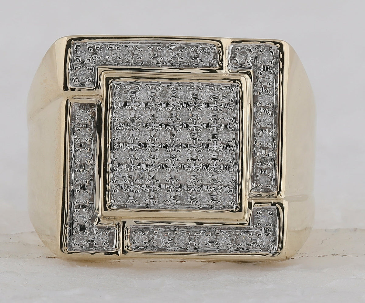 10kt Yellow Gold Square Diamond Men's Ring - 1/2 Cttw - Splendid Jewellery - Splendid Jewellery