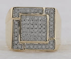 10kt Yellow Gold Square Diamond Men's Ring - 1/2 Cttw - Splendid Jewellery product Top View from Splendid Jewellery