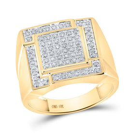 10kt Yellow Gold Square Diamond Men's Ring - 1/2 Cttw - Splendid Jewellery product  Top View from Splendid Jewellery