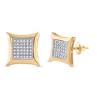10kt Yellow Gold Square Kite Diamond Cluster Earrings  Side View from Splendid Jewellery