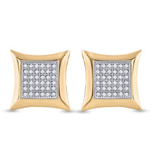 Load image into Gallery viewer, 10kt Yellow Gold Square Kite Diamond Cluster Earrings  Top View from Splendid Jewellery