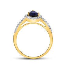 Load image into Gallery viewer, 10kt Yellow Gold Teardrop Blue Sapphire Fashion Ring - Splendid Jewellery&#39;s Gemstone Elegance product Side View 2 from Splendid Jewellery