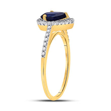 Load image into Gallery viewer, 10kt Yellow Gold Teardrop Blue Sapphire Fashion Ring - Splendid Jewellery&#39;s Gemstone Elegance product Side View from Splendid Jewellery