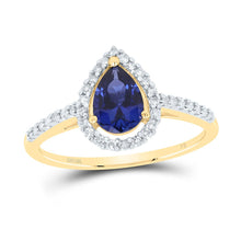 Load image into Gallery viewer, 10kt Yellow Gold Teardrop Blue Sapphire Fashion Ring - Splendid Jewellery&#39;s Gemstone Elegance product  Top View from Splendid Jewellery