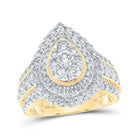 10kt Yellow Gold Teardrop Cluster Diamond Ring - A Mesmerizing Masterpiece of Elegance - Splendid Jewellery