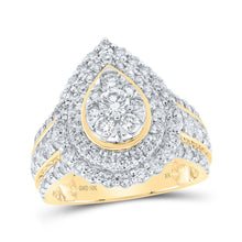 Load image into Gallery viewer, 10kt Yellow Gold Teardrop Cluster Diamond Ring - A Mesmerizing Masterpiece of Elegance - Splendid Jewellery