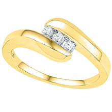 Load image into Gallery viewer, 10kt Yellow Gold Triple Diamond Promise Ring - A Timeless Symbol of Love and Elegance  Top View from Splendid Jewellery