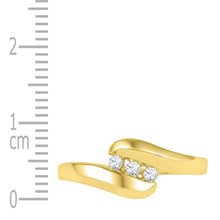 Load image into Gallery viewer, 10kt Yellow Gold Triple Diamond Promise Ring - A Timeless Symbol of Love and Elegance  Side View from Splendid Jewellery