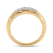 Load image into Gallery viewer, 10kt Yellow Gold Triple Row Diamond Band Ring - Elegant Men&#39;s Jewelry Piece product Side View from Splendid Jewellery