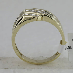 10kt Yellow Gold Triple Row Diamond Band Ring - Elegant Men's Jewelry Piece - Splendid Jewellery