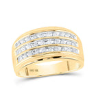 10kt Yellow Gold Triple Row Diamond Band Ring for Men - 1/2 Carat Total Weight - Splendid Jewellery