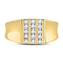 Load image into Gallery viewer, 10kt Yellow Gold Triple Row Diamond Wedding Band - Eternal Sparkle Front View from Splendid Jewellery