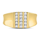 10kt Yellow Gold Triple Row Diamond Wedding Band - Eternal Sparkle Front View from Splendid Jewellery