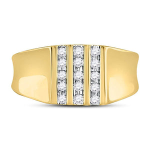 10kt Yellow Gold Triple Row Diamond Wedding Band - Eternal Sparkle - Splendid Jewellery